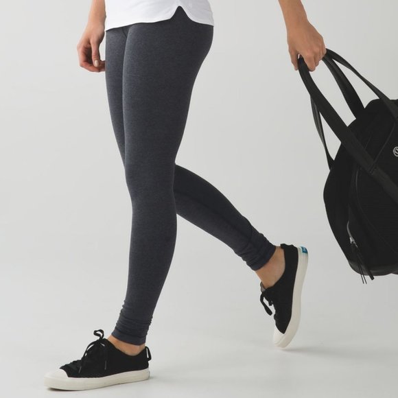 lululemon athletica Pants - [Lululemon] High Rise Wunder Under Pant Roll Down Cotton Heathered Black 4